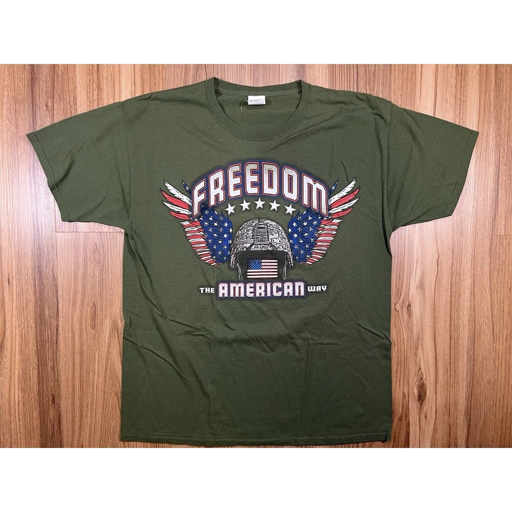 Freedom The American Way Green Olive T Shirt Size Large